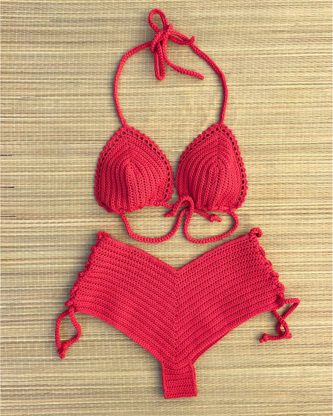 Haut de maillot de bain au crochet - Rouge