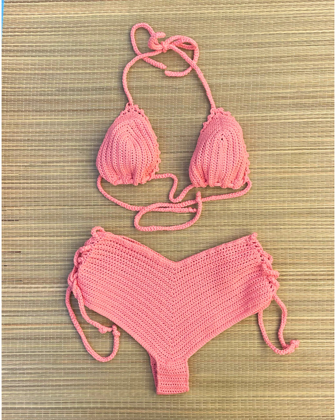 Haut de maillot de bain au crochet - Rose