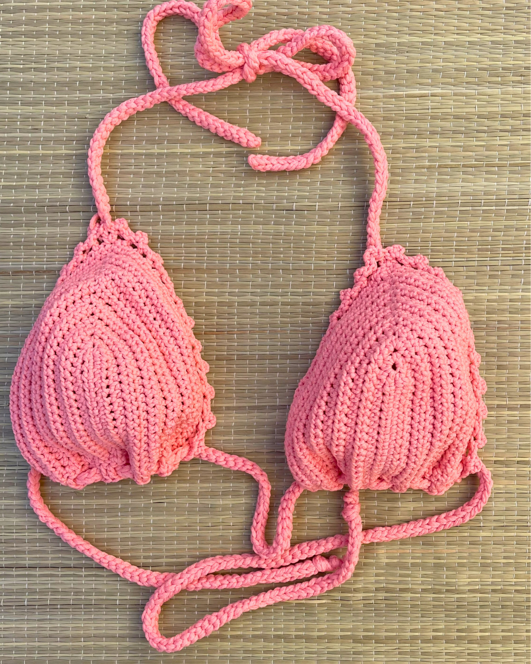 Haut de maillot de bain au crochet - Rose