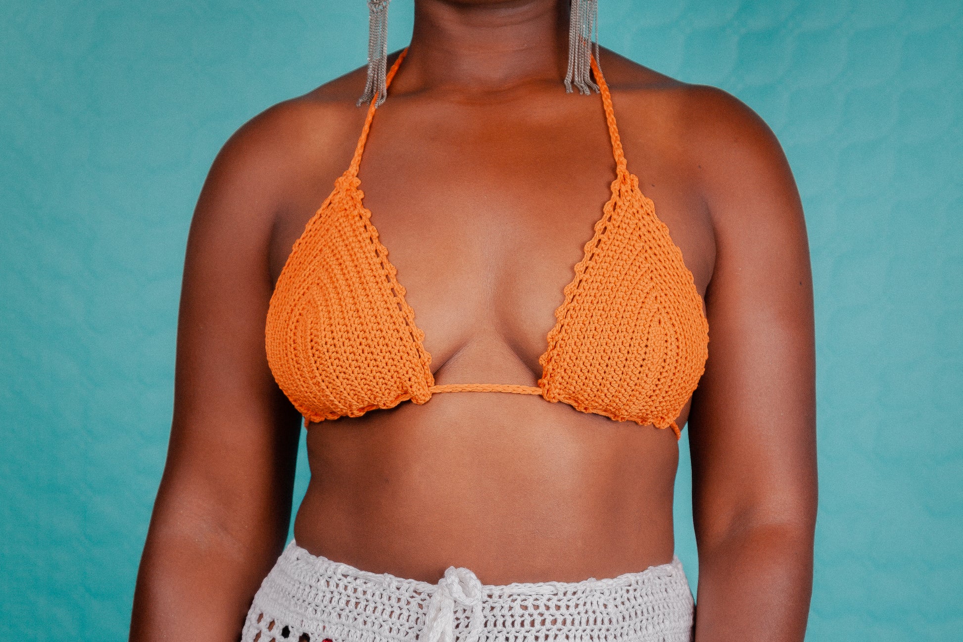 Haut de maillot de bain au crochet - Orange