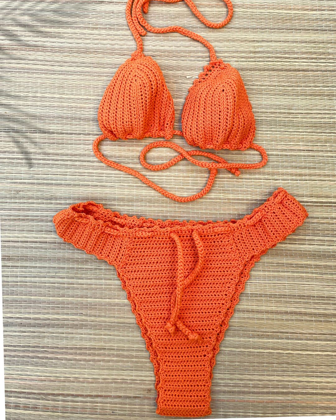 Haut de maillot de bain au crochet - Orange