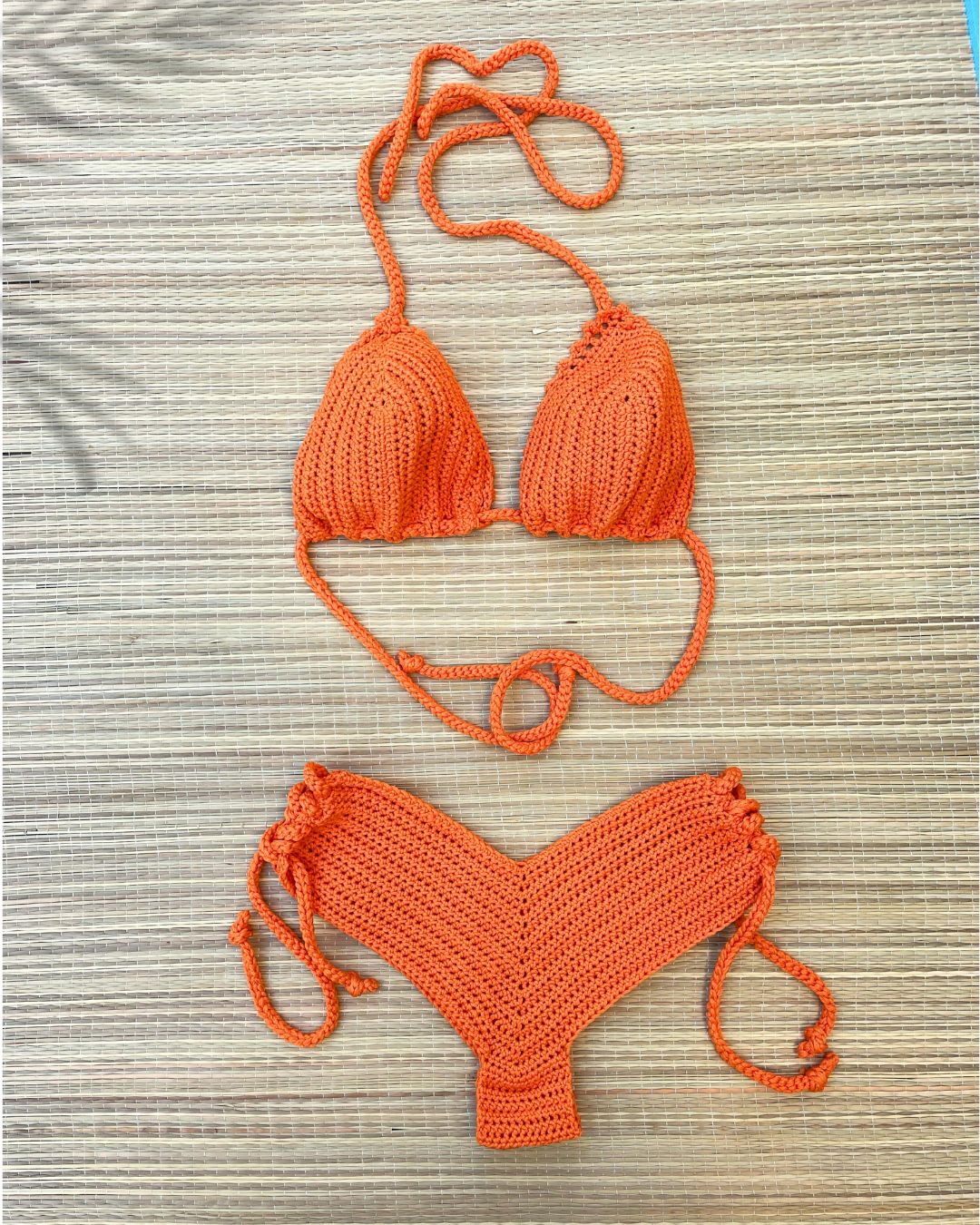 Haut de maillot de bain au crochet - Orange