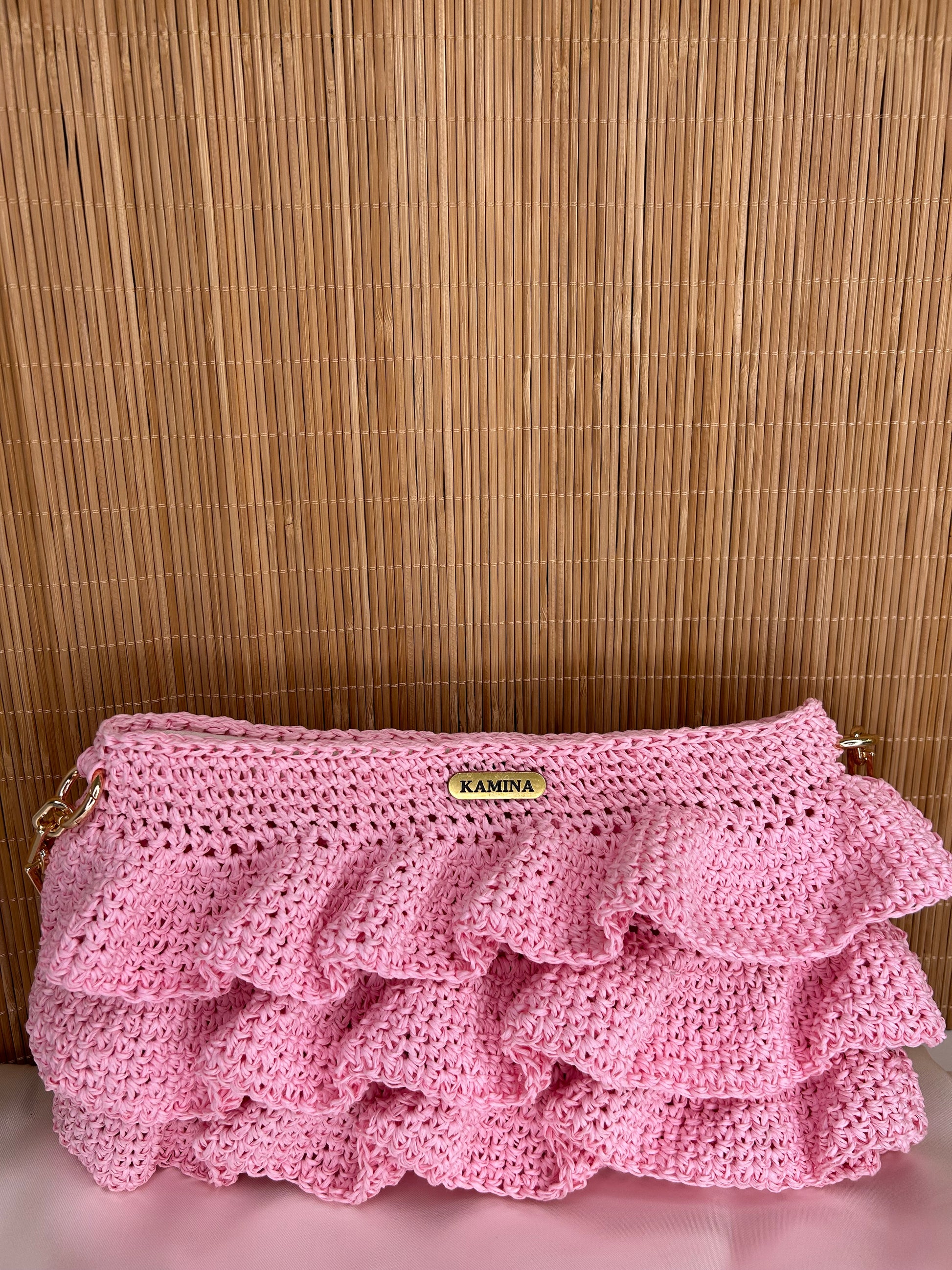 INA - Sac rose en raphia fait main