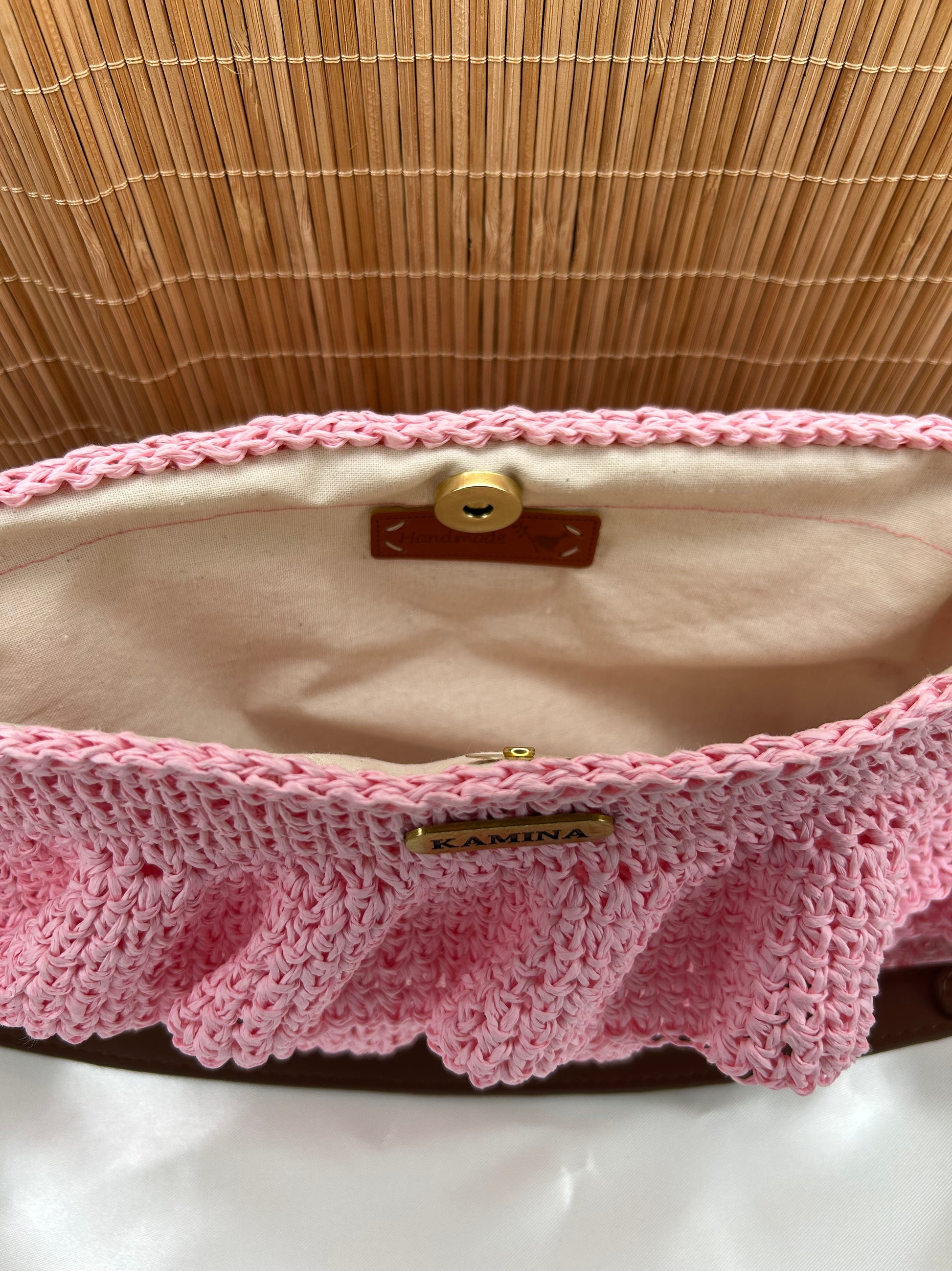 INA - Sac rose en raphia fait main