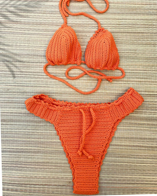 Bas de maillot de bain au crochet - Orange